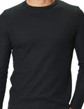 Playeras Para Hombre Manga Larga Con Textura A45316 Negro