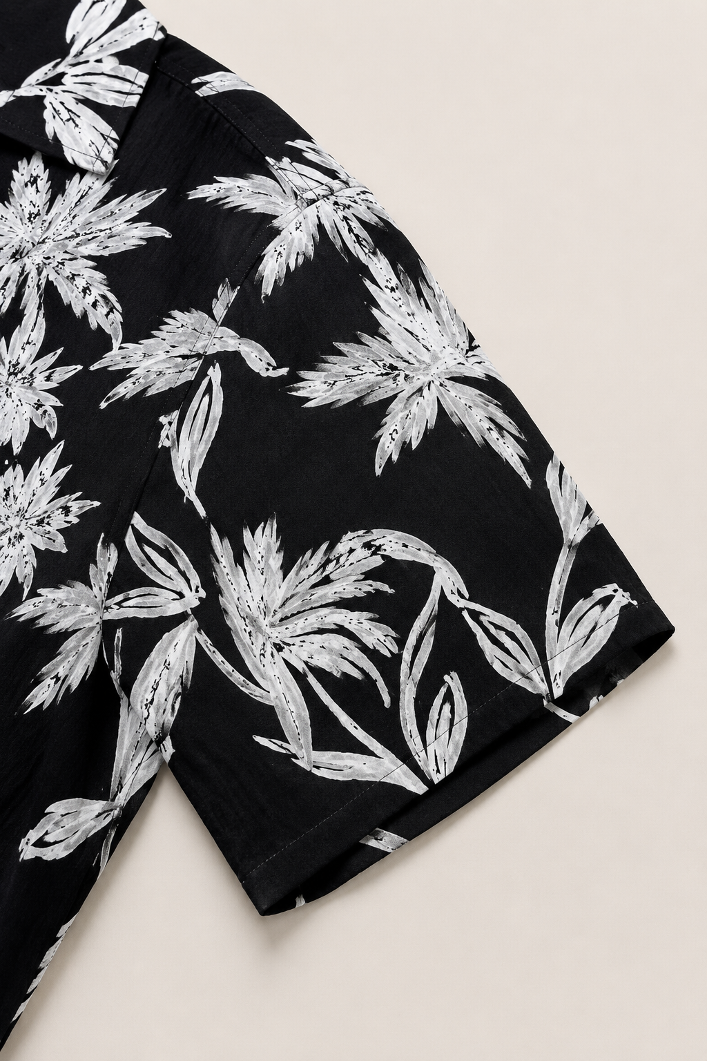 Camisas Para Hombre Manga Corta Hawaiana Fresca B61555 Negro