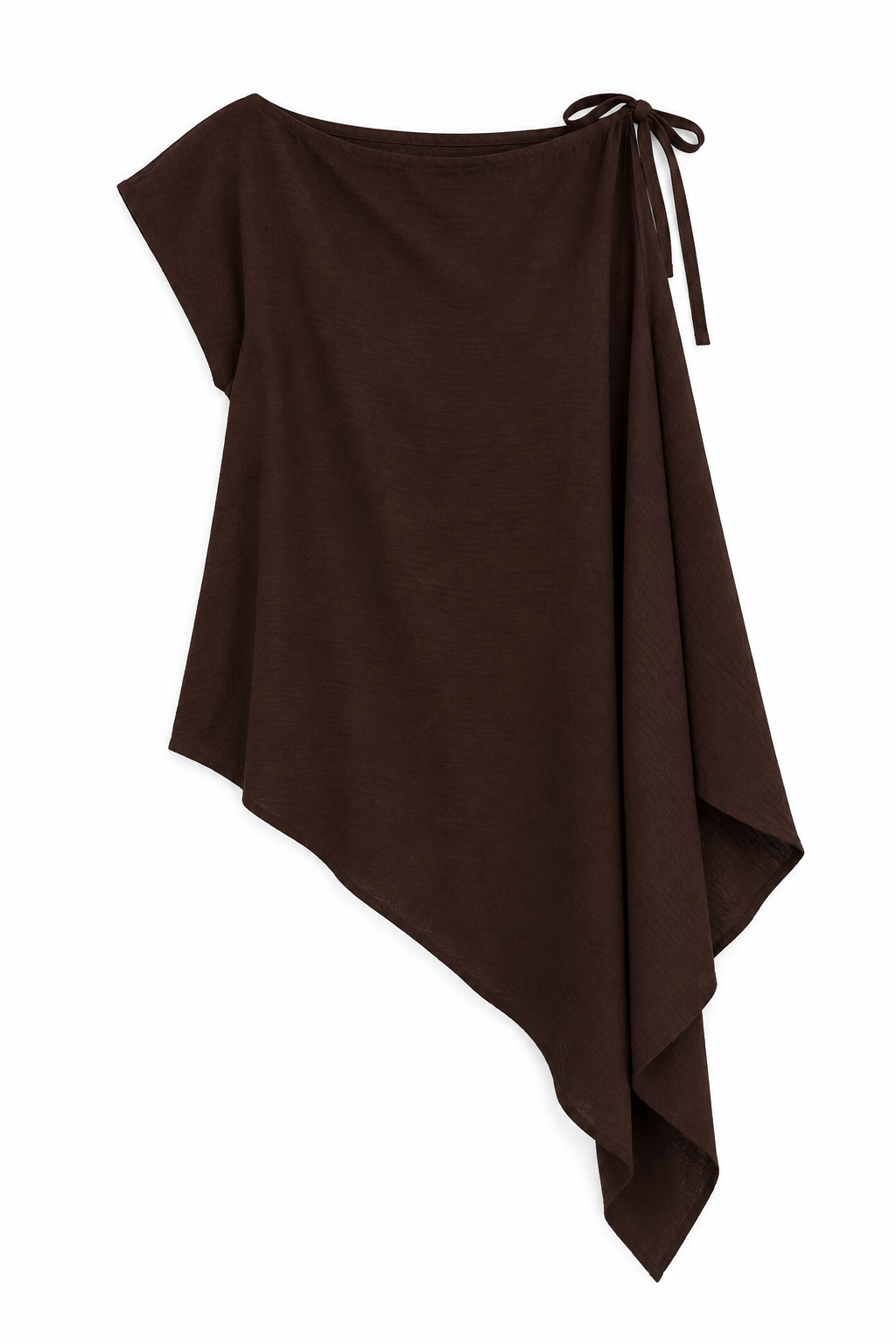 Blusas Para Mujer Asimétrica Con Lazo En Hombro Y Caída Lateral N63137 Café