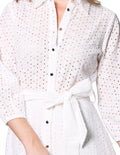 Vestidos Para Mujer Bobois Moda Casuales Corto Midi Bordado Manga Larga S31151 Blanco