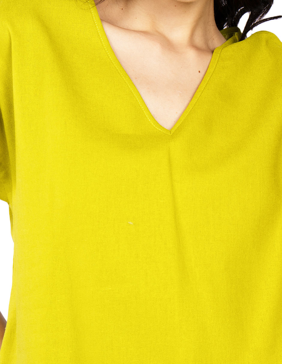 Blusas Para Mujer Tipo Lino Basico Ovesize N51154 Limon