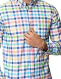 Camisas Para Hombre Bobois Moda Casuales De Manga Larga Cuello Americano Con Estampado De Cuadros Regular Fit B41116 Amarillo