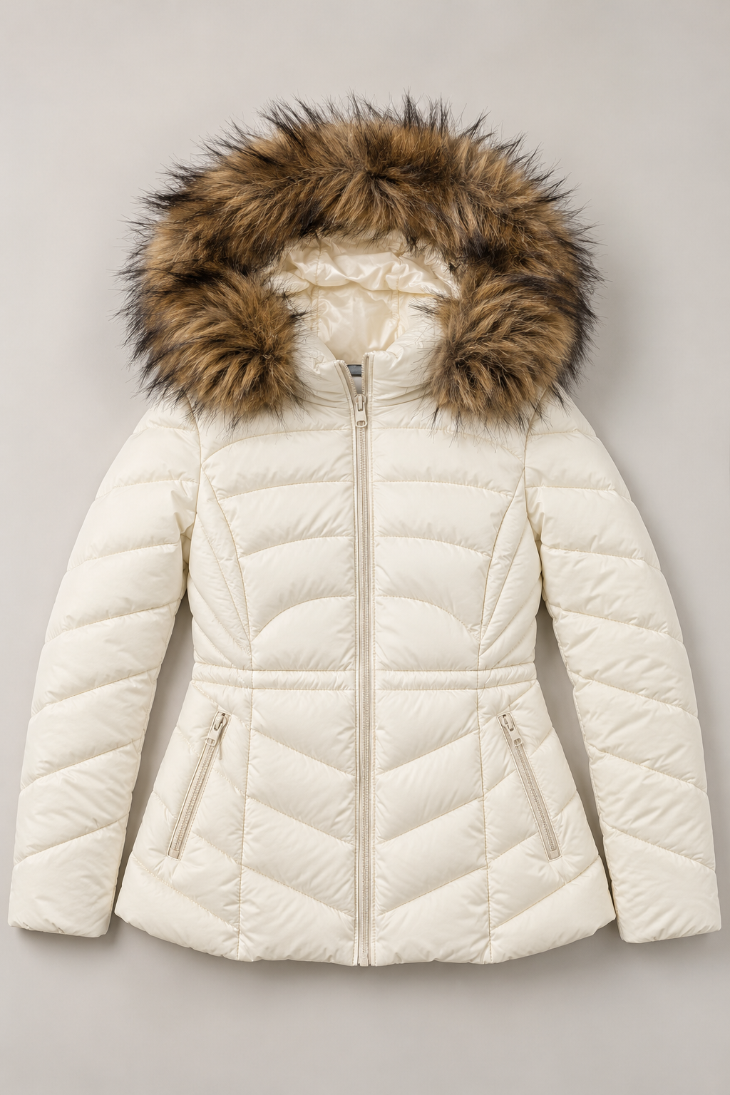 Chamarras Para Mujer Acolchonada Con Peluche Q33200 Crema