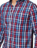 Camisas Para Hombre Bobois Moda Casuales De Manga Larga Con Estampado De Cuadros Regular Fit B35217 Rojo