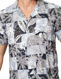 Camisas Para Hombre Bobois Moda Casuales De Manga Corta Con Estampado Relaxed Fit B41557 Gris