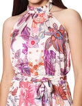 Vestidos Para Mujer Bobois Moda Casuales Midi Largo Estampado Flores Cuello Halter S31115 Hueso