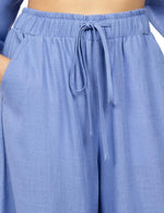 Pantalones Para Mujer Ancho Tipo Lino Con Jareta W51117 Azul