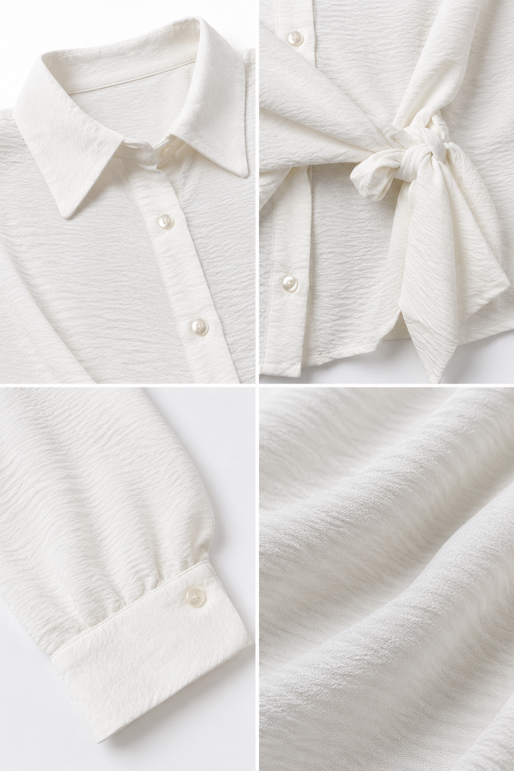 Blusas Para Mujer Tipo Camisa, Botones Frontales Y Diseño Cruzado Con Amarre N63133 Blanco