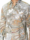 Camisas Para Hombre Manga Larga Estampado Paisley B45503 Blanco