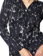 Blusas Para Mujer Camisera Con Olanes Estampada N43120 Negro