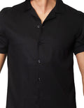 Camisas Para Hombre Bobois Moda Casuales Lisa De Manga Corta Relaxed Fit B41361 Negro