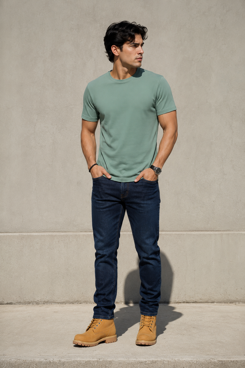 Playera para Hombre Cuello Redondo Antiarrugas Sport Transpirable A61405 Verde
