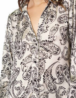 Blusas Para Mujer Satinada Manga Larga Estampado Paisley N43107 Unico
