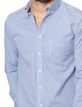 Camisas Para Hombre Bobois Moda Casuales De Manga Larga Con Estampado De Cuadros Cuello Americano Regular Fit B41213 Azul