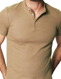 Playeras Para Hombre Manga Corta Con Botones A45305 Camel