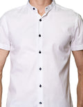 Camisas Para Hombre Bobois Moda Casuales Manga Corta Cuello Mao B31353 Blanco