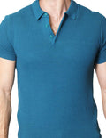 Playeras Polo Para Hombre Tejida Con Textura A41456 Teal