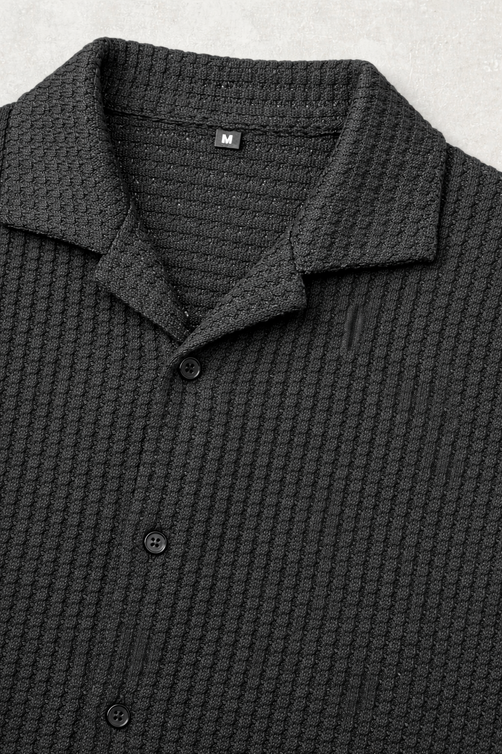Camisas Para Hombre Manga Corta Crochet Tejida B65454 Negro