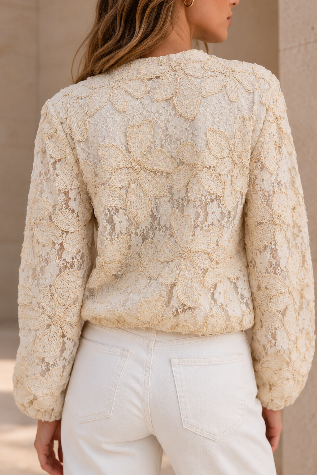 Chamarras Para Mujer Bomber Jacket De Encaje Floral Con Transparencia Q63105 Unico