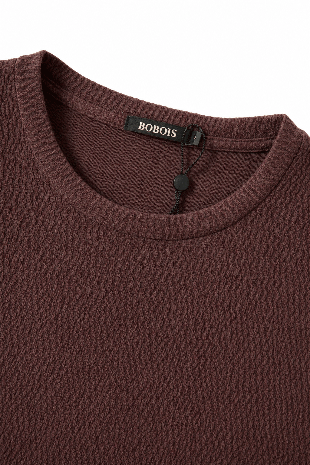 Playeras Para Hombre De Tejido Acanalado Con Manga Larga A65313 Vino