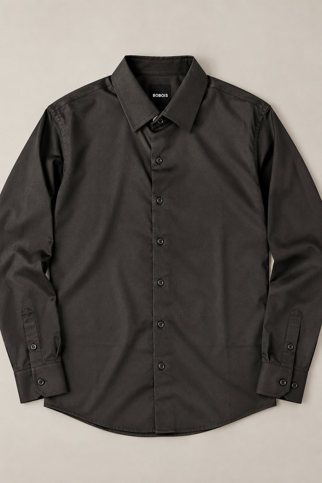 Camisas para Hombre Manga Larga Casual Formal de Tejido Suave B65411 Negro