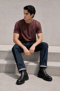 Playeras Para Hombre Básica De Cuello Redondo De Algodón A65401 Tinto