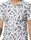 Camisas Para Hombre Bobois Moda Casuales De Manga Corta Con Estampado Relaxed Fit B41565 Crema