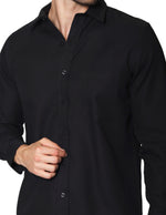 Camisas Para Hombre Manga Larga Textura Solida B45309 Negro