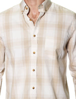 Camisas Para Hombre Manga Larga Cuadros B45106 Beige