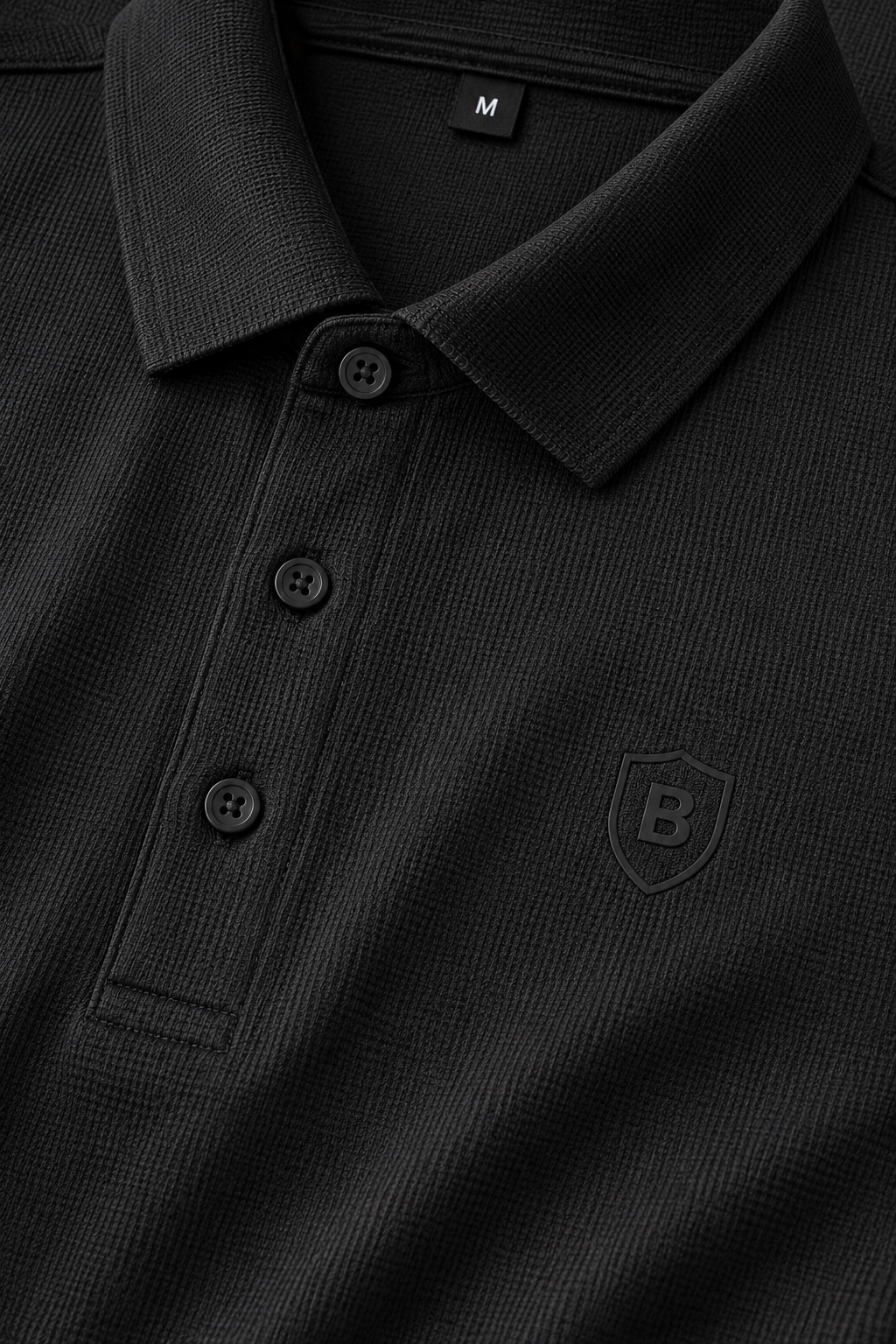 Playeras Polo Para Hombre Spandex Con Textura A55402 Negro