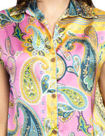 Blusas Para Mujer Camisera Paisley Satinada N51116 Rosa