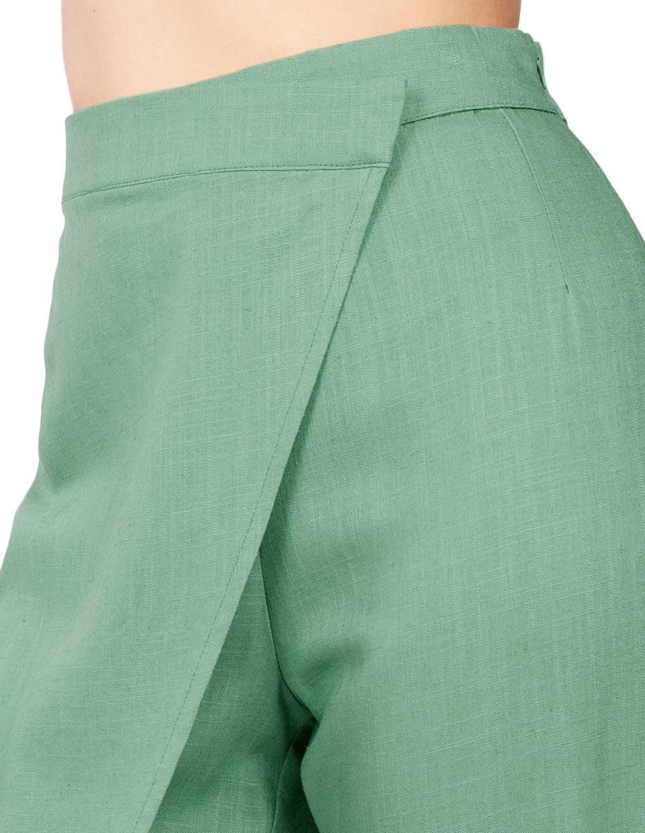 Pantalones Para Mujer Tipo Lino Asimetrico W51113 Sage