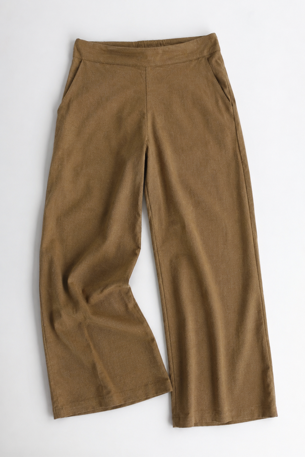 Pantalones Para Mujer de Lino Pierna Ancha W61119 Cocoa