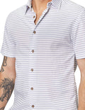 Camisas Para Hombre Bobois Moda Casuales De Manga Corta Cuello Italiano Con Estampado Regular Fit B41376 4