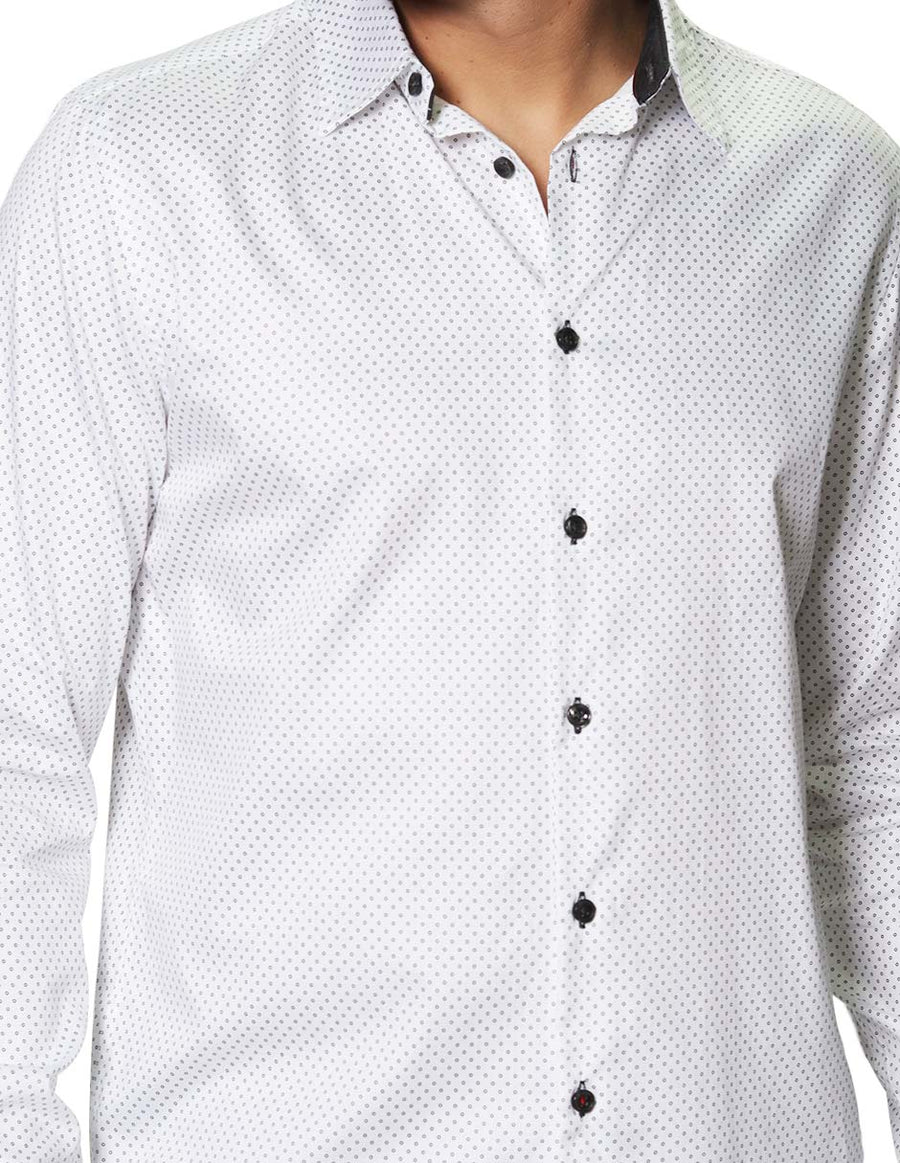 Camisas Para Hombre Bobois Moda Casuales De Manga Larga Con Estampado De Puntos Slim Fit B35316 1