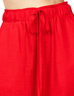 Pantalones Para Mujer Ancho Tipo Lino Con Jareta W51117 Rojo
