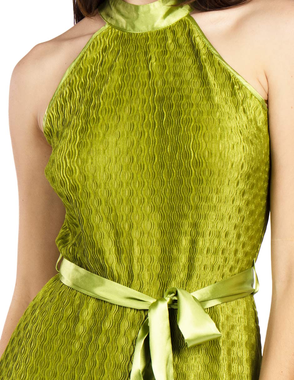 Vestidos Para Mujer Halter Midi Corrugado S51111 Olivo