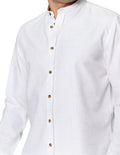 Camisas Para Hombre Bobois Moda Casuales Tipo Lino De Manga Larga Cuello Mao Con Estampado De Rayas B41315 Blanco