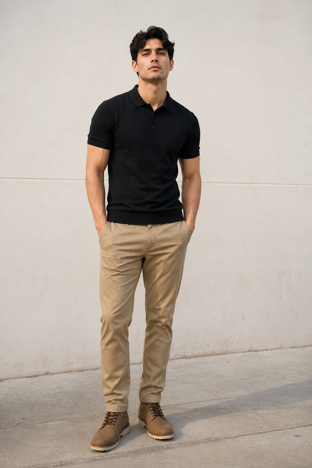 Playeras Polo Para Hombre de Punto Lisa Slim Fit A61453 Negro