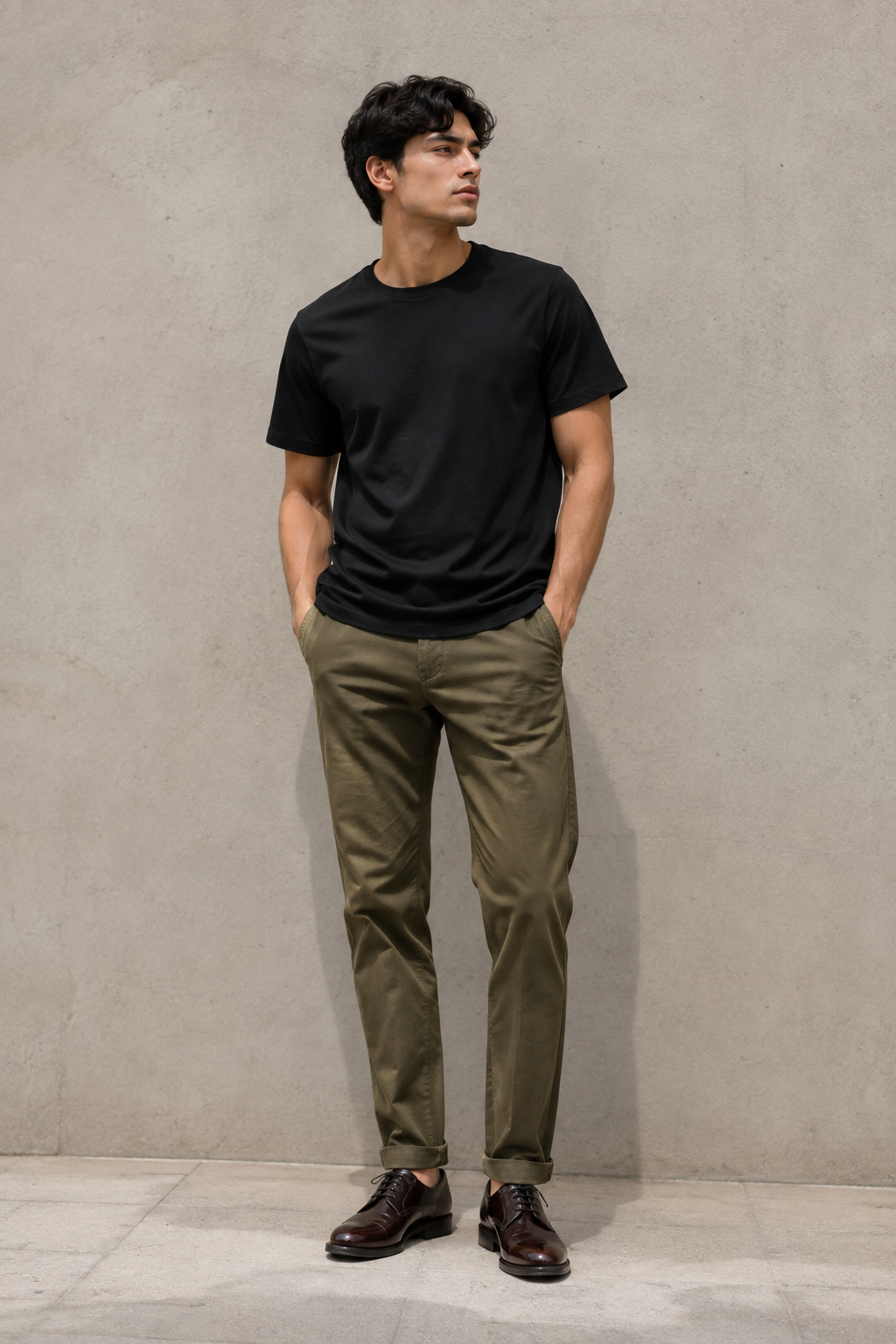 Playeras Para Hombre Manga Corta Con Textura A61304 Negro