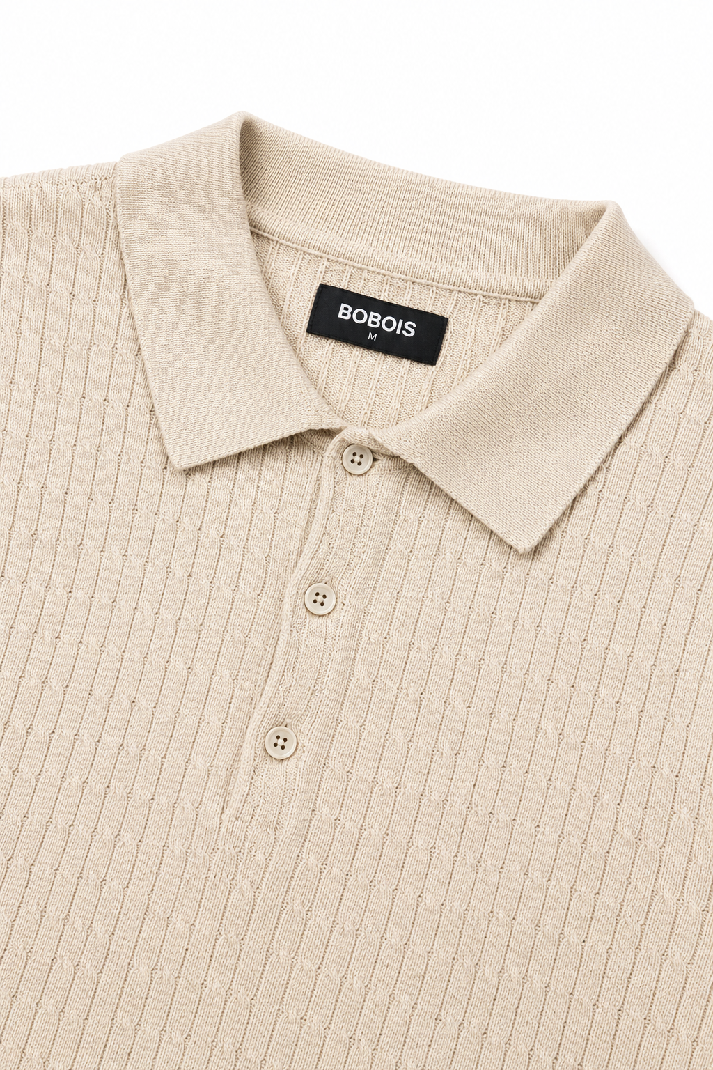 Playeras Polo Para Hombre Tejida Punto Acanalada A61454 Beige