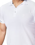 Playeras Polo Para Hombre De Manga Corta Con Detalle En Mangas A41412 Blanco