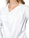 Blusas Para Mujer Bobois Moda Casuales Manga Larga Satinada Elegante N33135 Hueso