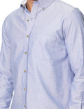 Camisas Para Hombre Bobois Moda Casuales Lisa De Manga Larga Oxford Cuello Americano Regular Fit B41111 Azul