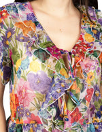 Blusas Para Mujer Translucida Floreada Con Olanes N51129 Unico