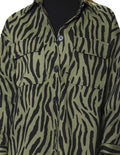 Chamarras Para Mujer Bobois Moda Casuales Chaqueta Oversize Con Estampado De Zebra Q33104 Olivo