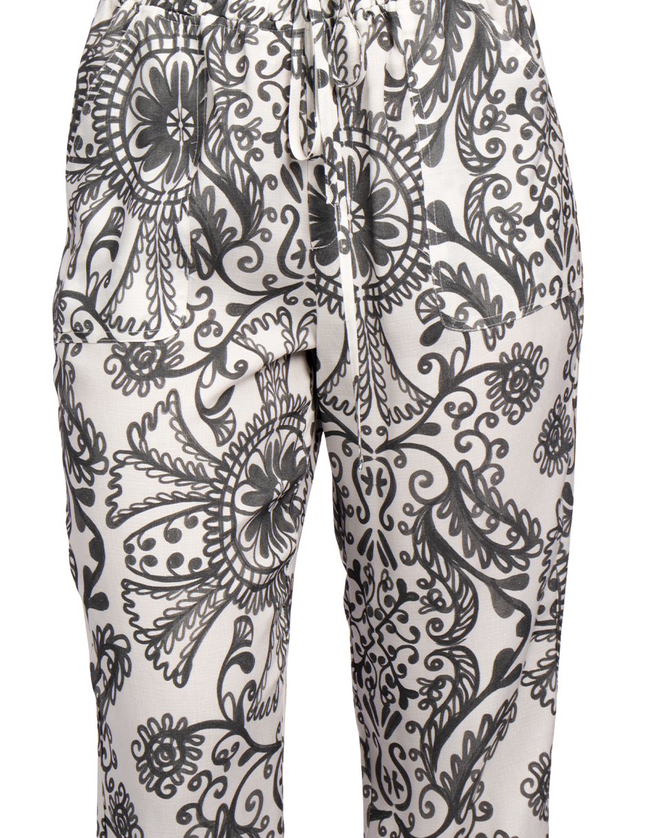Pantalones Para Mujer Floreados Con Cinto W51127 Unico