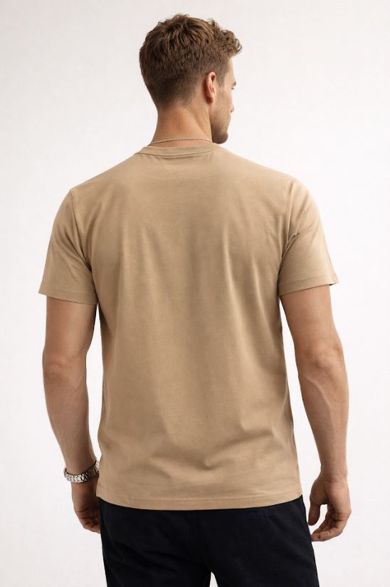 Playera para Hombre Cuello Redondo Algodón con Bolsa Stretch A61401 Kaki