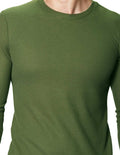 Playeras Para Hombre Manga Larga Con Textura A45316 Militar