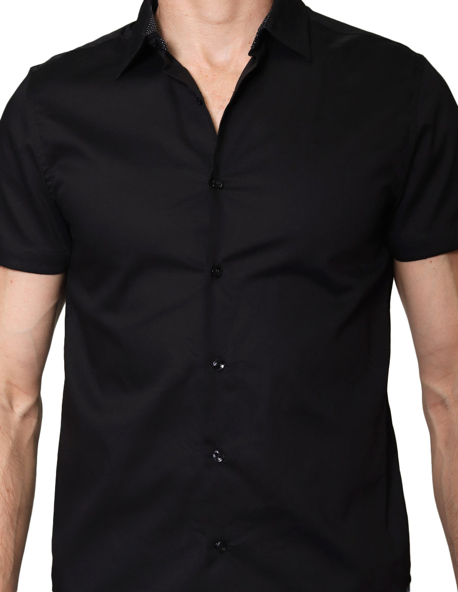 Camisas Para Hombre Bobois Moda Casuales Manga Corta B31352 Negro